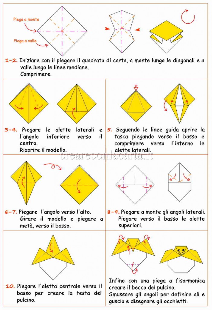 schema pulcino origami