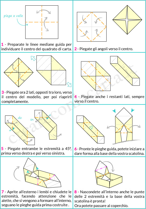 origami scatolo con coperchio parte 1