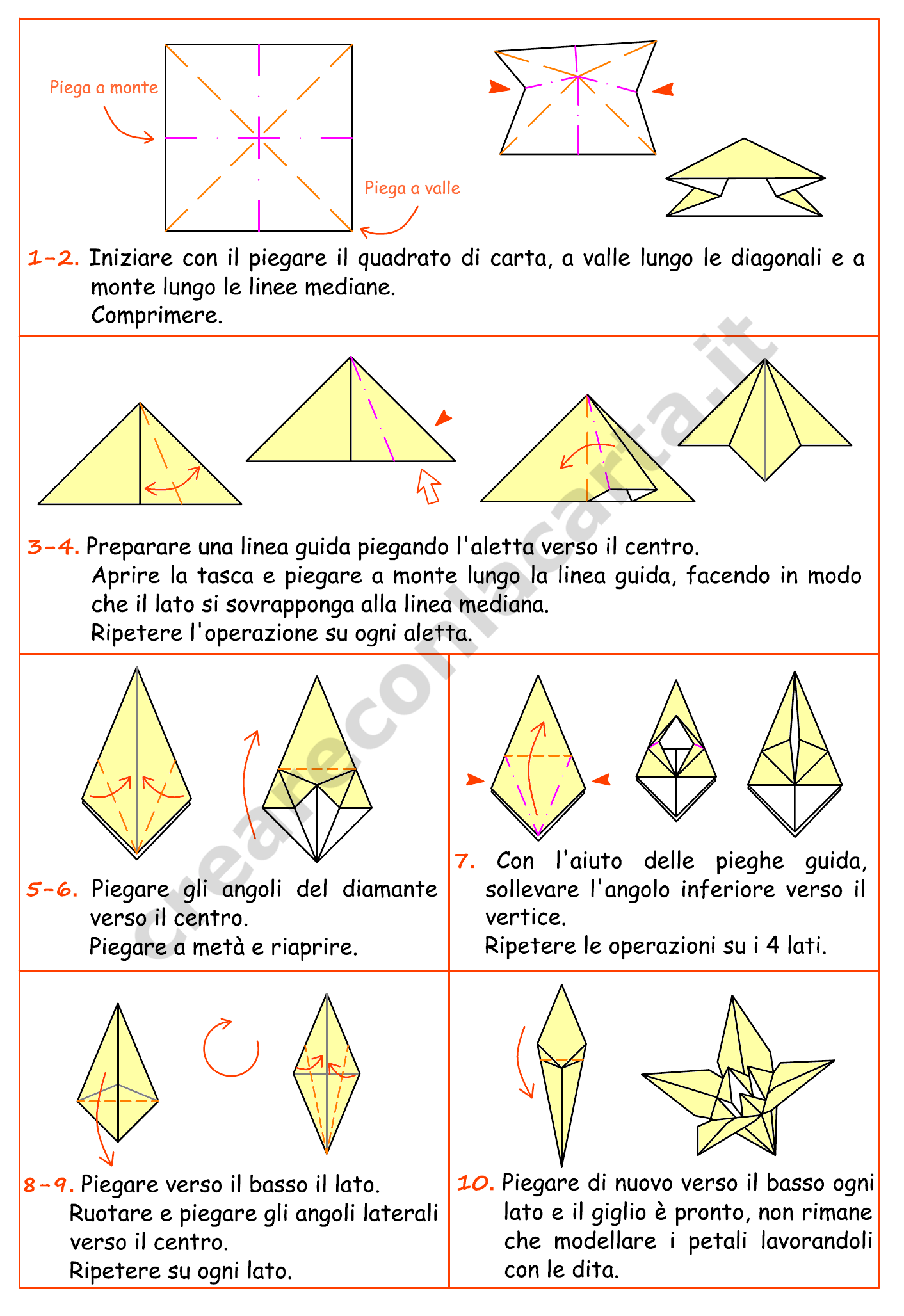 Origami giglio istruzioni per creare con la carta