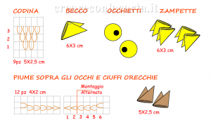 gufo origami 3d Moduli dettagli