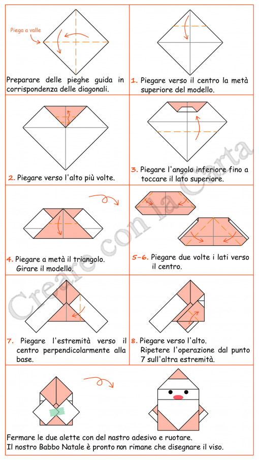 babbo natale origami schema